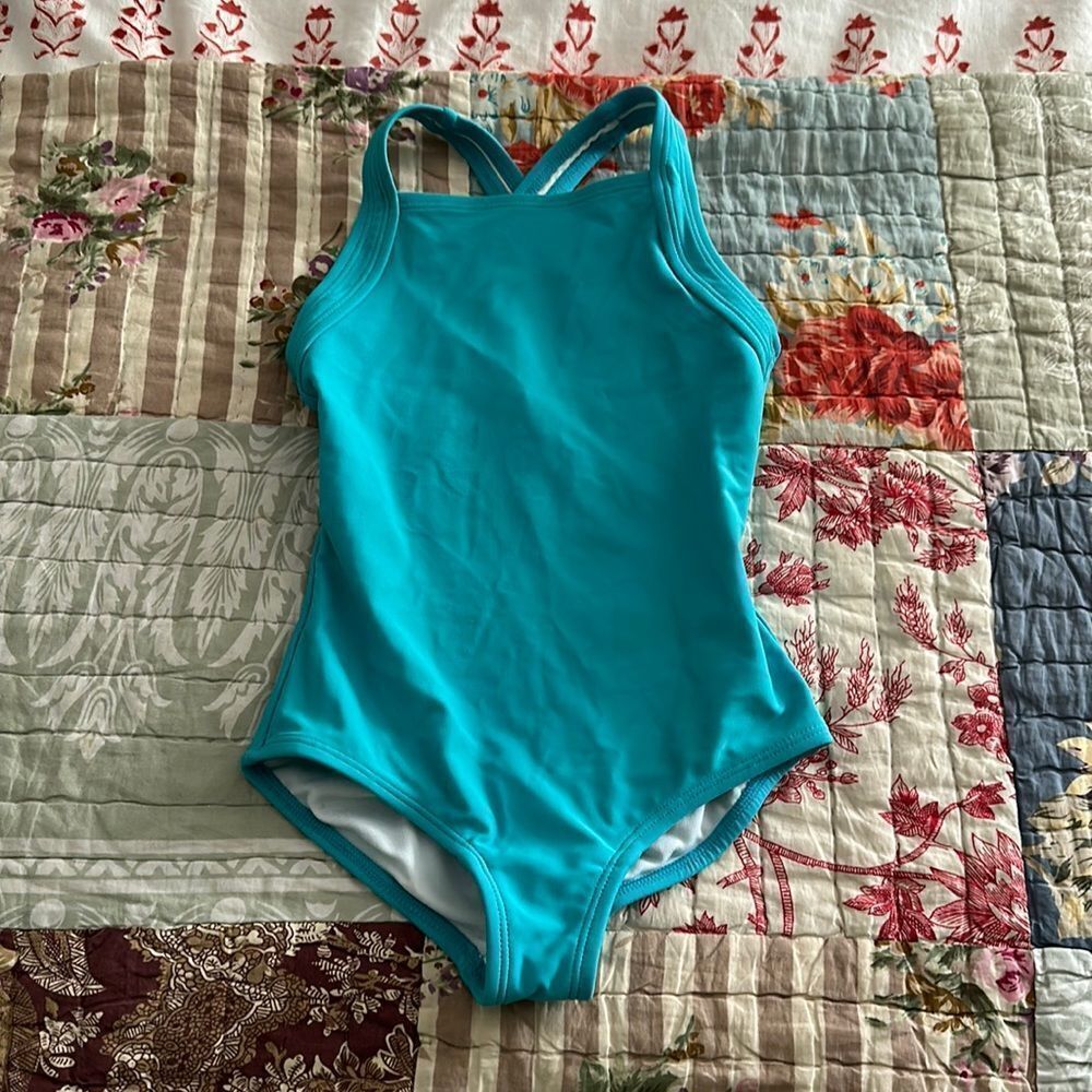 Hanna Andersson turquoise one-piece swimsuit